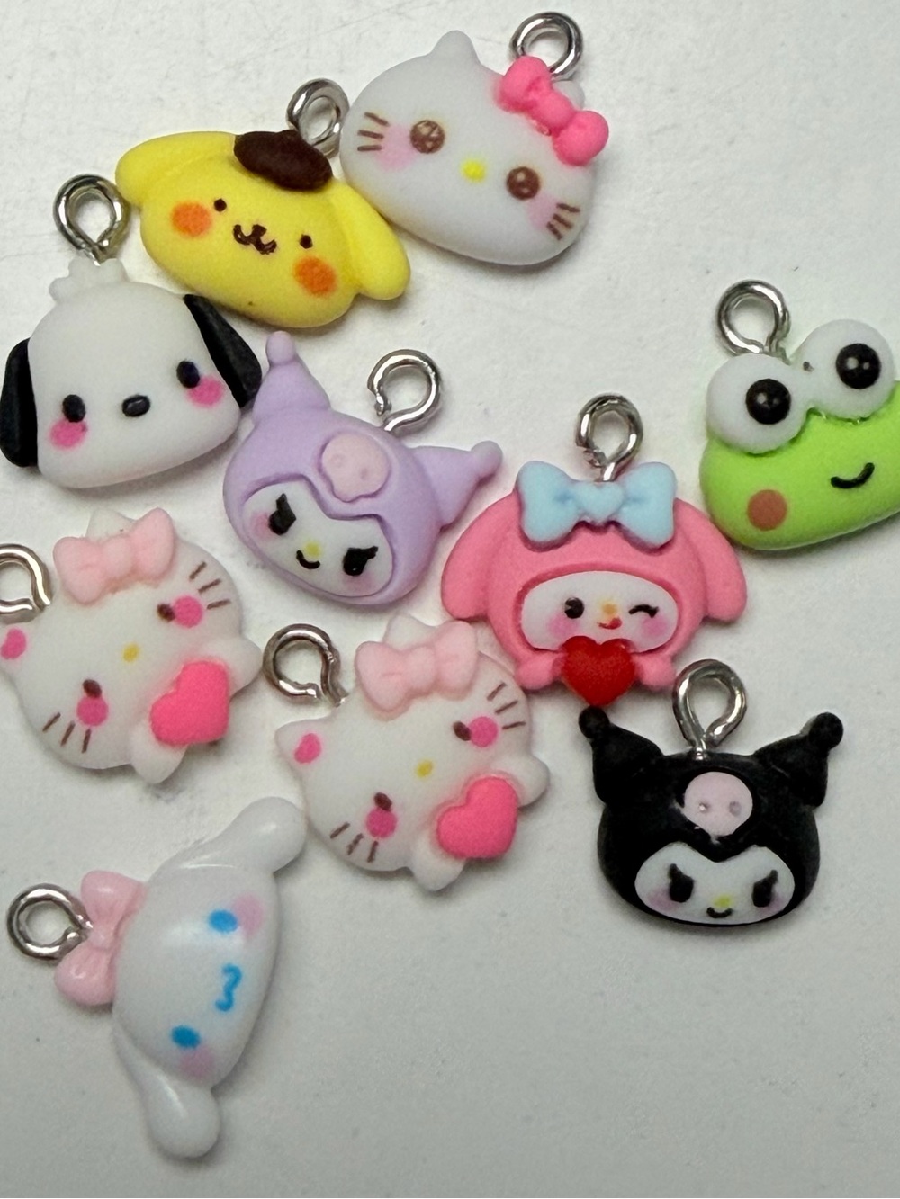 Sanrio Mini Character Pet Charms - Pink White Green Yellow Purple Black